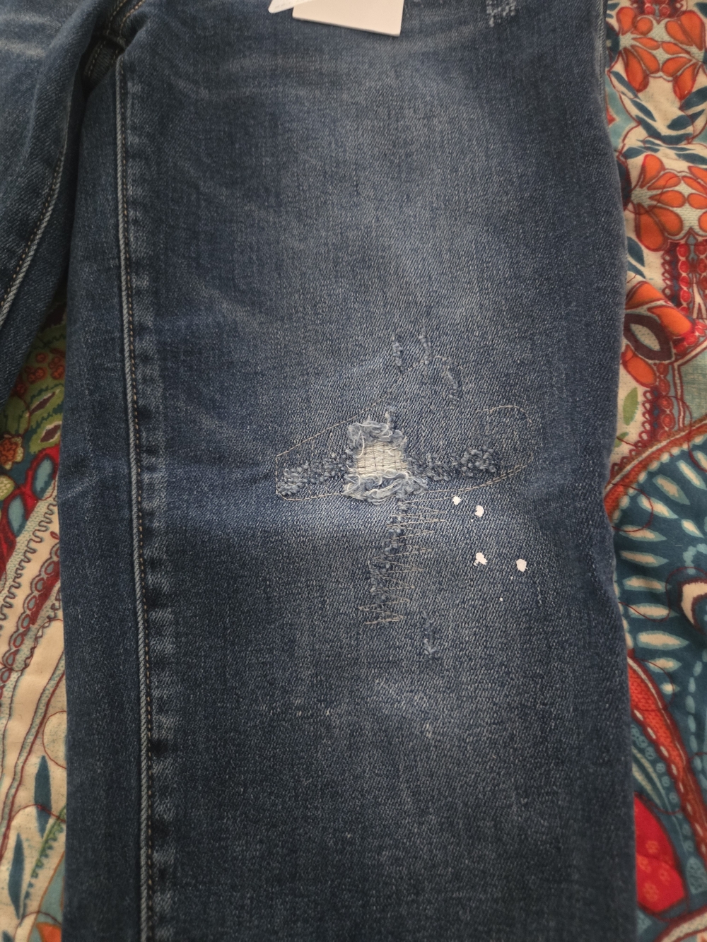 Risen Midrise Tapered Jeans in Dark Blue with Distressed Detail - Picture 3 of 11